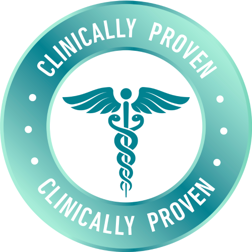 New Project (2) A blue and white logo with the words clinically proven.