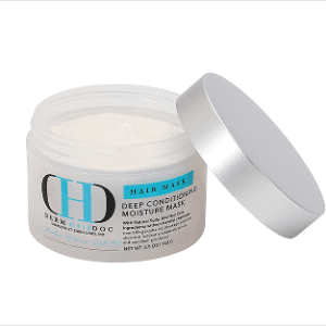 A jar of deep conditioning moisture hair mask