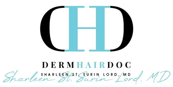 A logo of derm hair doctor